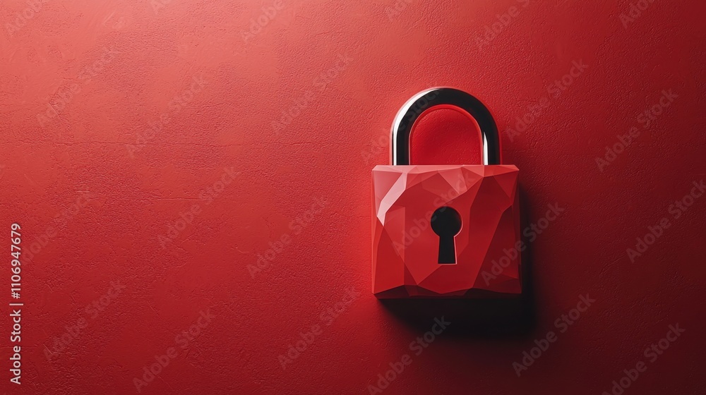 Aufkleber secure multipurpose internet mail extension (s/mime) concept. red geometric padlock on a textured re