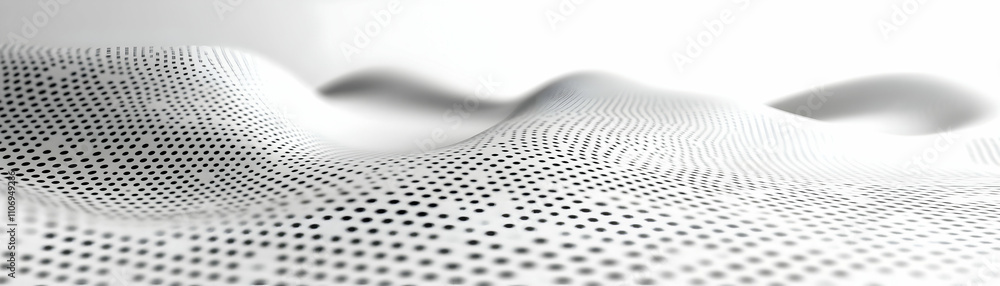Poster abstract white halftone pattern, wavy surface of dots creates an elegant and modern design backgroun