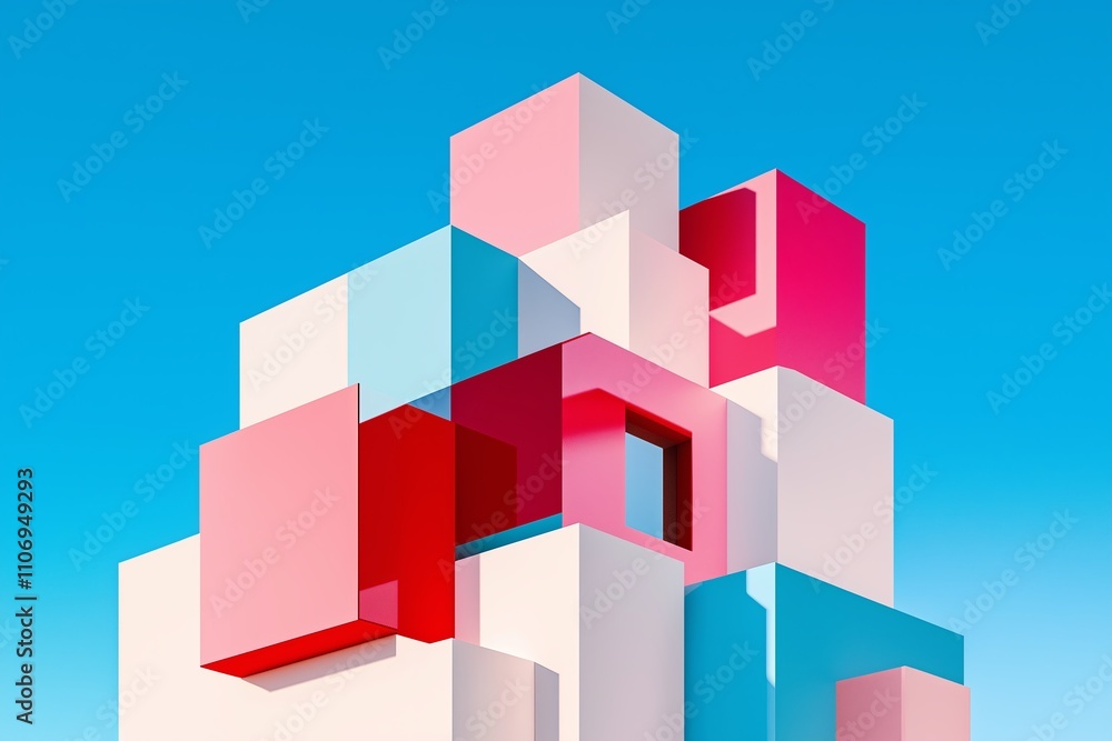 Poster a minimalist composition of geometric shapes in contrasting colors