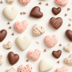 Fototapeta premium chocolate hearts pattern, valentines day background. ai generated
