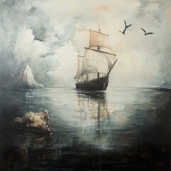 Solitude at Sea: A Serene Seascape Painting