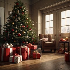 Christmas house in the night