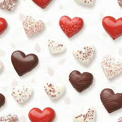 Fototapeta premium chocolate hearts pattern, valentines day background. ai generated