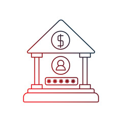 bank account gradient icon with white background vector stock illustration