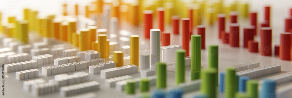 Leinwandbilder A colorful 3D bar graph representing data visualization and analysis.