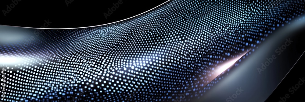 Poster abstract design featuring a smooth, flowing surface with a pattern of dots and light reflections.