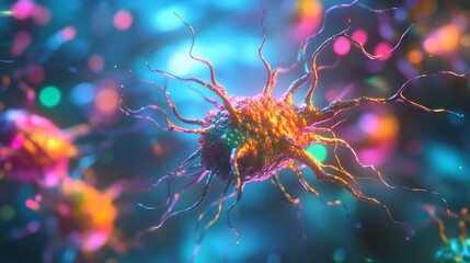 The Impact of Neuroplasticity Depicted Through a Colorful 3D Brain Model with Lightning Effects