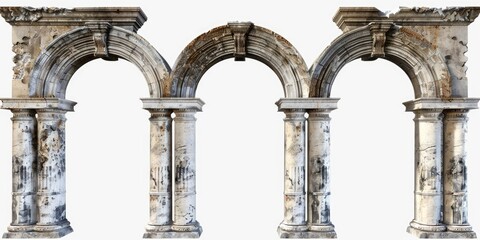 Fototapeta premium The arches are white and have a weathered look. They are part of a building that is old and has a sense of history