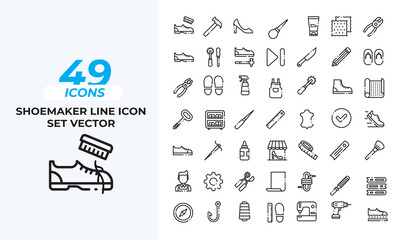 Shoemaker Line Icon Set Layout Vector Template. Vector illustration in line style of icons
