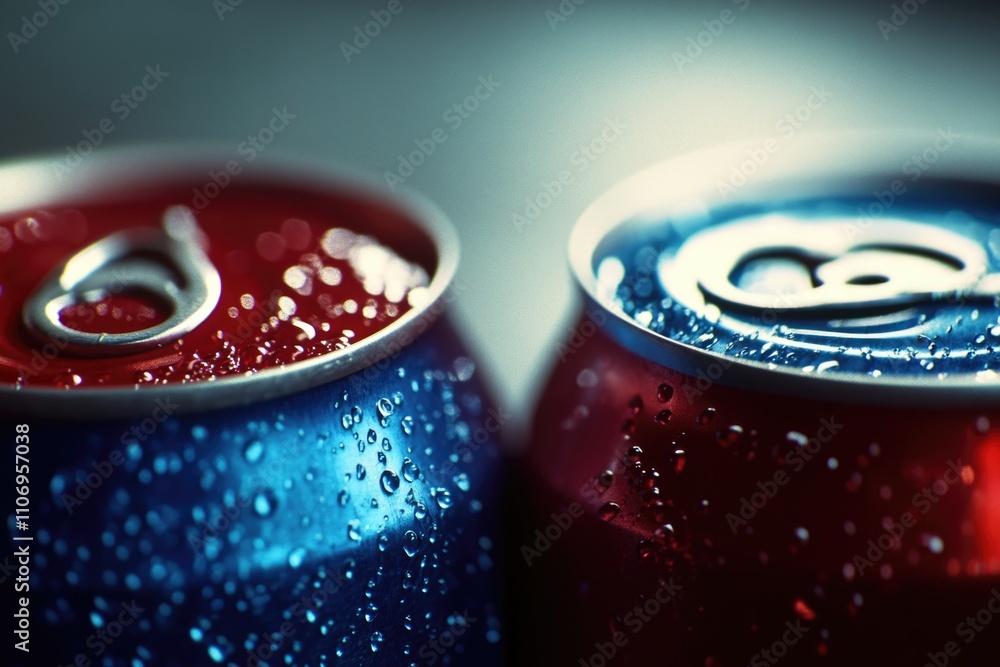 Aufkleber two cans of soda with the top of one can showing a heart and the top of the other can showing a numb