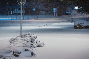 Fototapeta premium Serene Winter Night Snow Scene