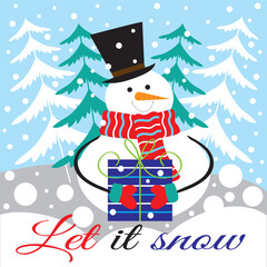 Let it snow with christmas snowman