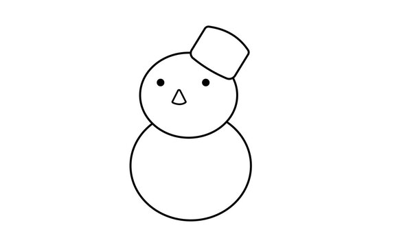 recommend clip art: シンプルでかわいい雪だるまの線画イラスト