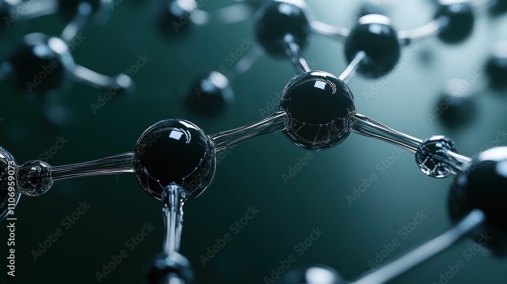 Poster a close-up view of molecular structures, illustrating the complexity of chemical bonds.