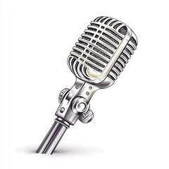 Fototapeta premium Flat style microphone, minimalist design, isolated on white, clean and simple