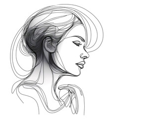 Fototapeta premium Illustration of a sketch of the face of a beautiful girl. 