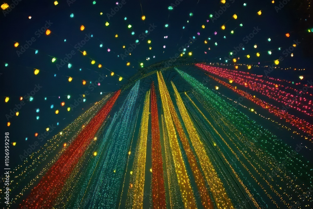 Poster colorful lights radiate from a central point, creating a festive atmosphere.