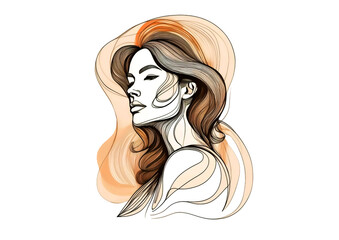 Illustration of a portrait of beautiful young woman with long hair.