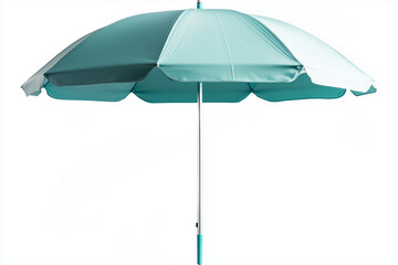 Obraz premium Selective focus colorful beach umbrella isolated on white background, Outdoor beach umbrella on white.
