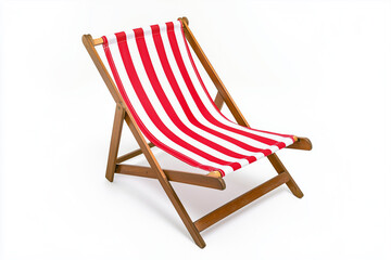 Selective focus beach chair isolated on white background, Relaxation seat at the beach on white, Colorful beach chair.