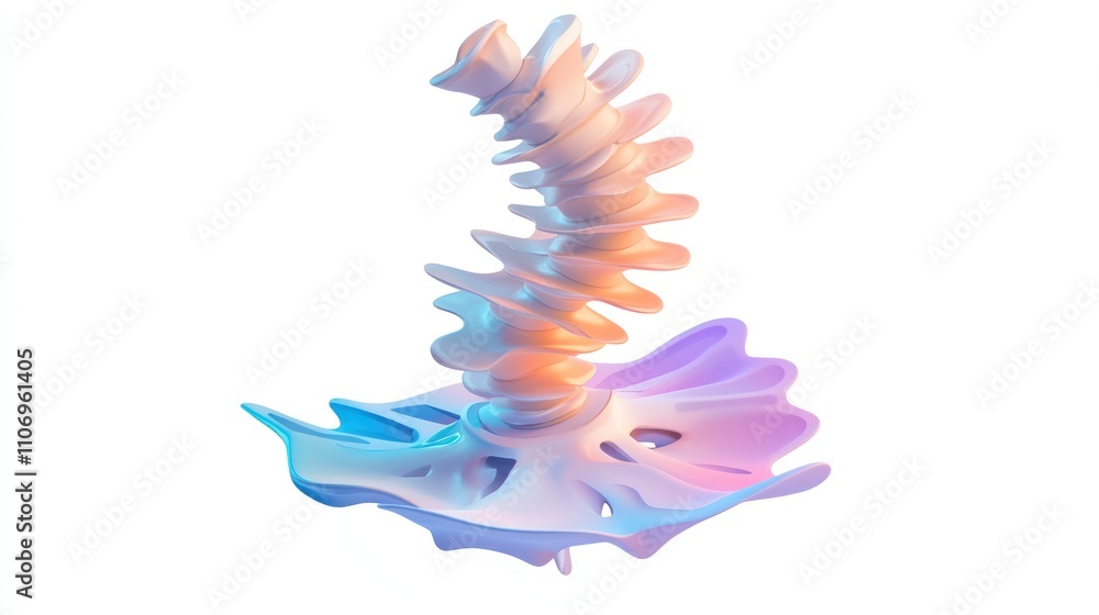 Poster A stylized, abstract sculpture resembling a twisting form emerging from a fluid base.