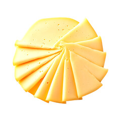 Sliced cheese wheel isolated transparent background dairy food ingredients