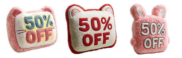 Cute Discount Tags for Sales and Promotions Isolated on transparent background