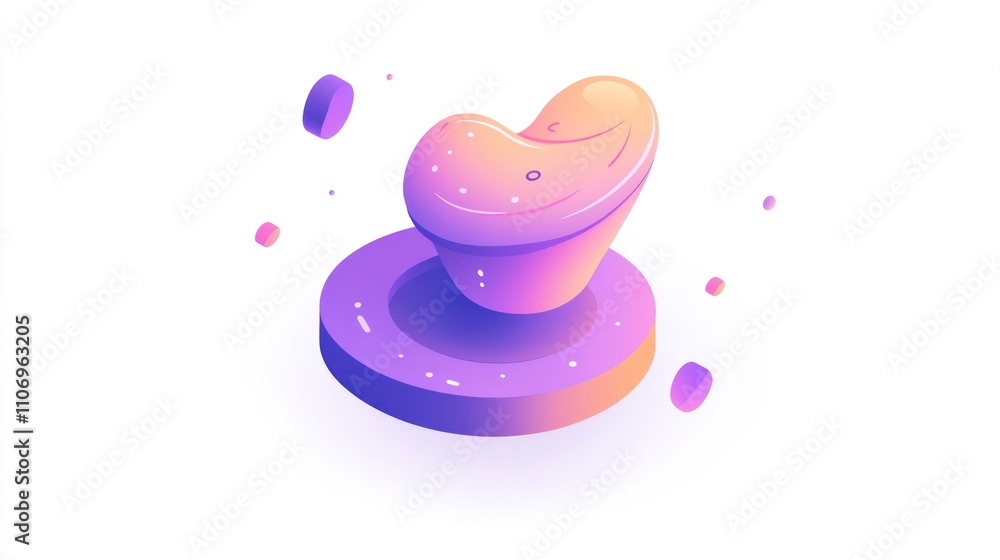 Aufkleber A smooth, abstract shape with a gradient, floating above a circular base.