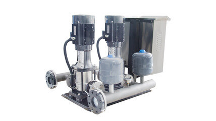 water pumping system vertical pump two pumps white background separator
