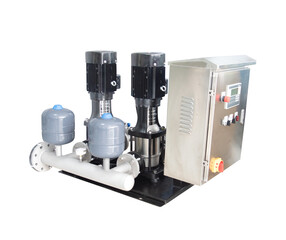 water pumping system vertical pump two pumps white background separator
