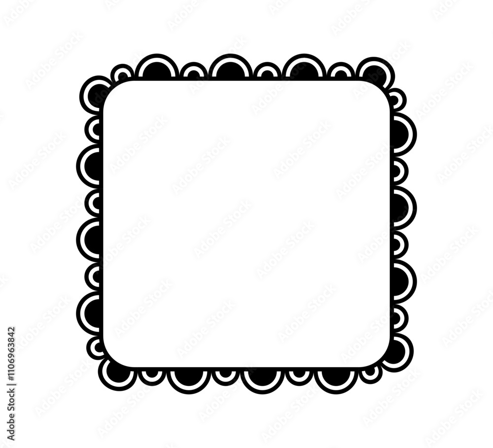 Poster scalloped edge square frame. simple rectangle scalloped border. fabric lace pattern frame. repeat cu