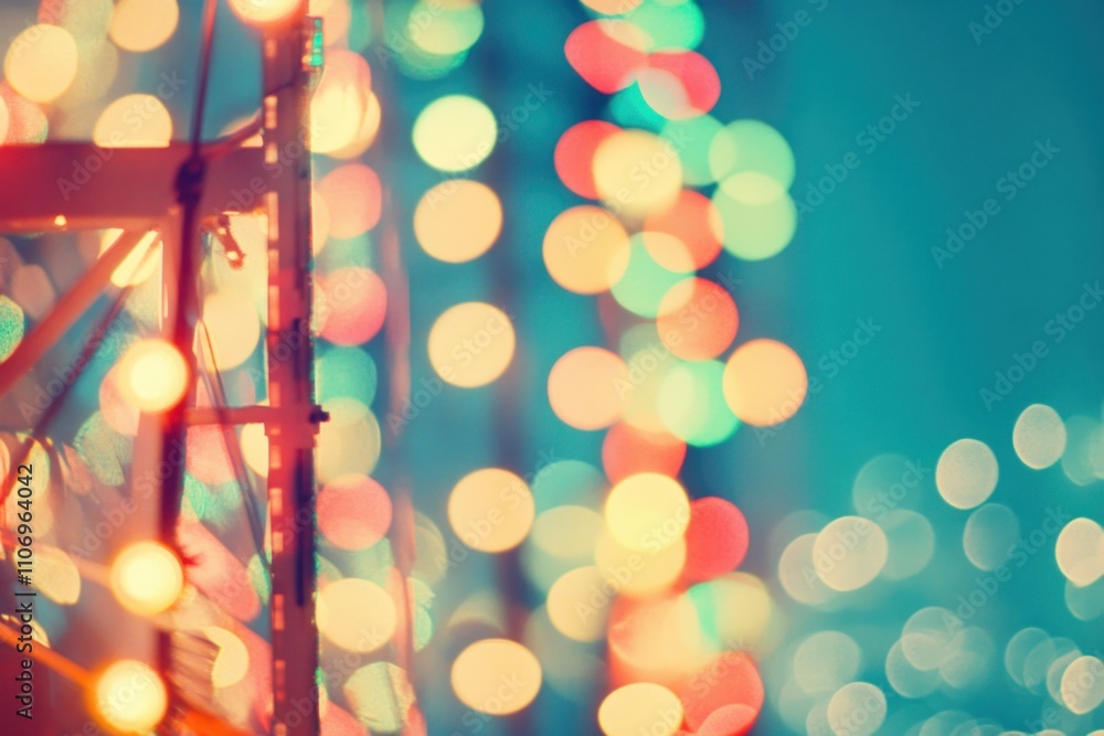 Poster softly blurred colorful lights create a festive atmosphere.