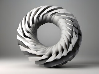 Abstract 3D Rendering of Cylindrical Form Spinning simple