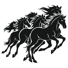 Running Horse Silhouette Set Vector Illustration Design for Creative Projects