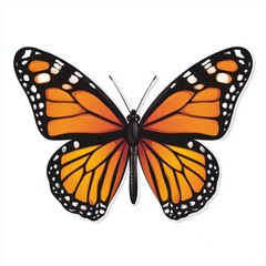 Obraz premium Vibrant Monarch Butterfly with Striking Orange and Black Wings in Detailed Close-Up for Nature and Wildlife Illustrations