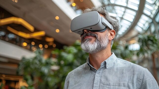 An immersive customer service interaction utilizing VR technology for enhanced support Stock Photo with side copy space