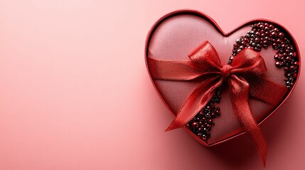 Red Heart Shaped Gift Box With Bow And Beads