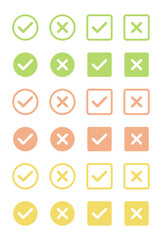 チェックマークのシンプルアイコンセット