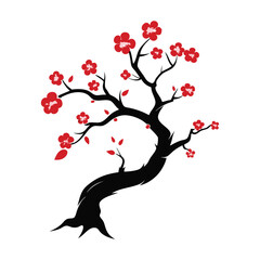 Cherry Tree Blossom Branch Vector Illustration - Nature, Spring, and Floral Design
