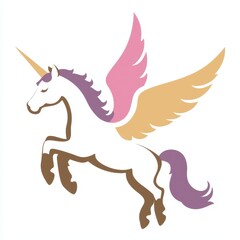 Fototapeta premium Majestic Winged Unicorn in a Colorful Design Symbolizing Fantasy, Magic, and Imagination Perfect for Illustrations, Children's Books, and Creative Projects