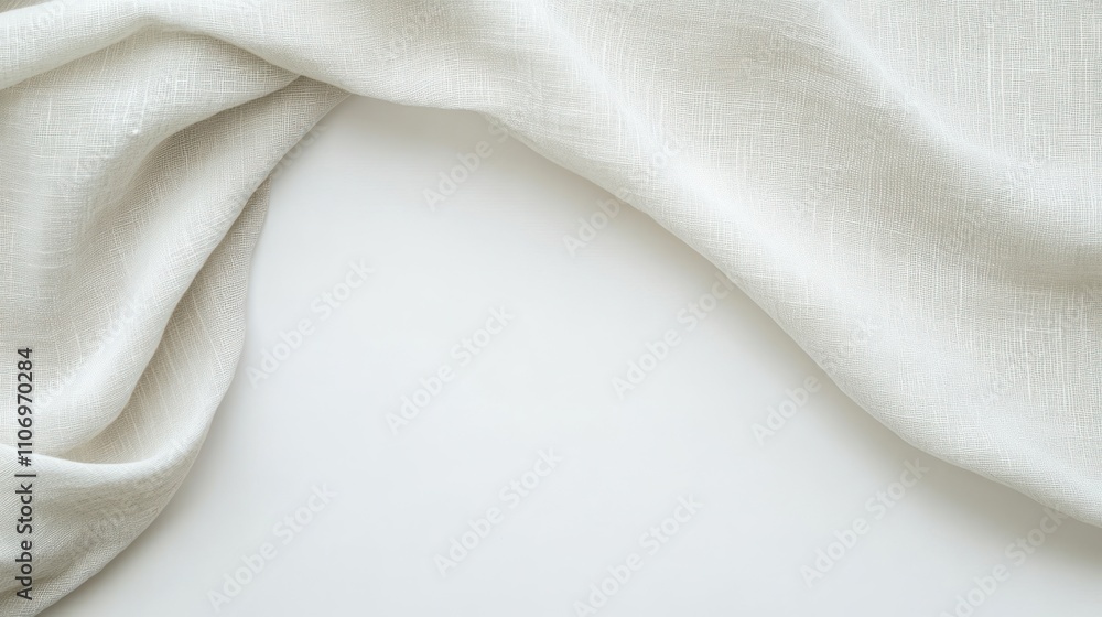 Poster a soft, white fabric drapes gently over a light surface, creating a serene and minimalistic look.