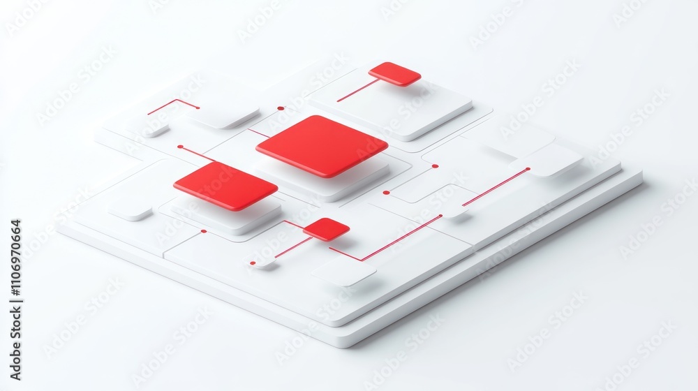 Aufkleber abstract design featuring geometric shapes and lines in red and white.