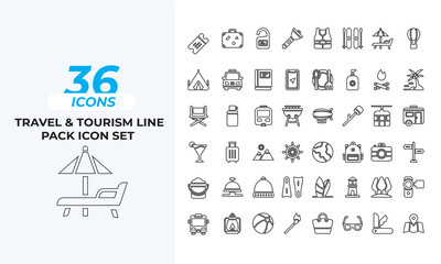 Travel & Tourism Glyph Style Icon Pack Set Collection Layout Vector Template. Vector illustration in line style of icons
