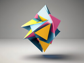 Abstract 3D Rendering of Triangular Object Rotating simple