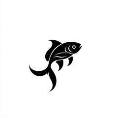 Fototapeta premium Elegant Minimalist Black Fish Illustration Perfect for Modern Design, Logo Creation, and Artistic Projects Featuring Clean Lines and Artistic Flair