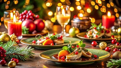 Indulge in a Gourmet Festive Feast: A Macro Photography Exploration of Exquisite Dishes, Vibrant Colors, and Textures to Celebrate Culinary Artistry and Seasonal Delights