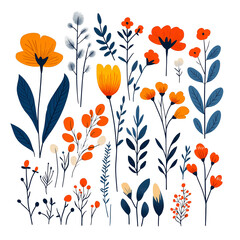 Hand Painted Flowers and Botanical Leaves Collection
