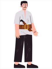 Indonesia hero Kapitan Pattimura Maluku brave man military captain kapten warrior fighter leader character patriotic soldier design icon set colorful