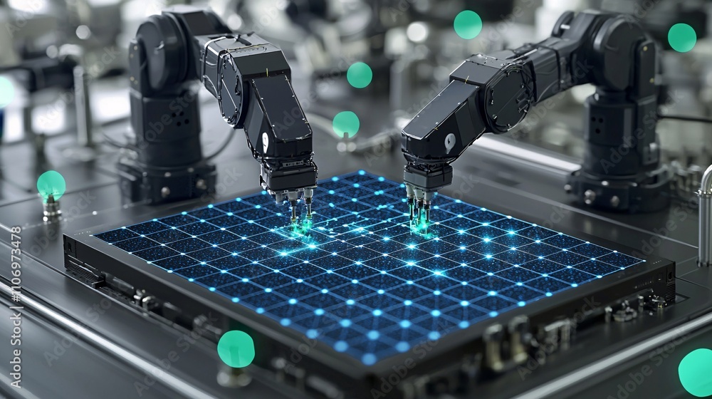 Aufkleber a high-tech factory employing green technology for sustainable manufacturing processes stock photo w
