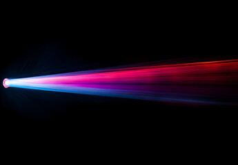 A vibrant light beam with multiple colors of red, blue, and purple against a black background.